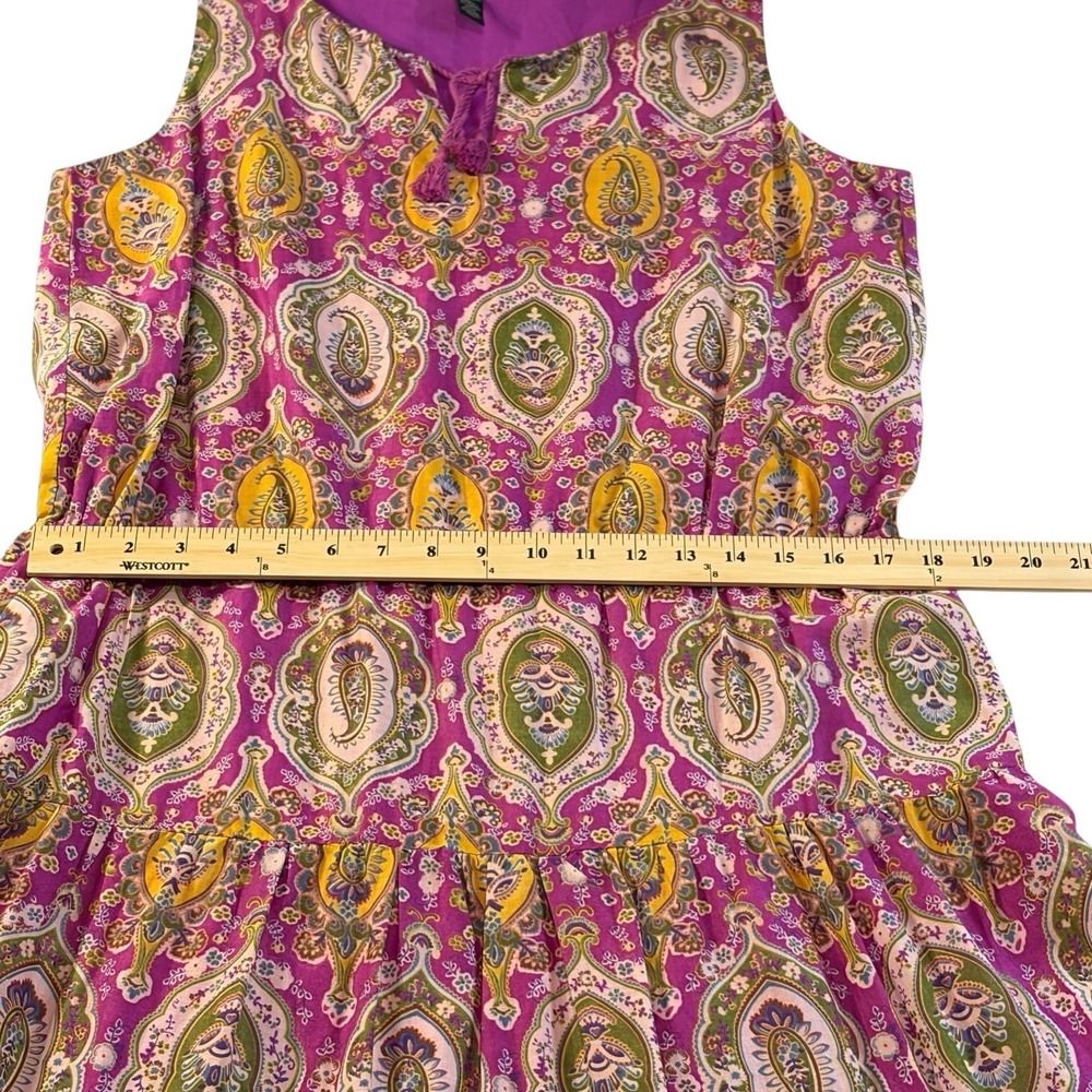 Lauren Ralph Lauren Pink Paisley Tiered Cotton Maxi Dress Womens 14 Sleeveless - Picture 5 of 9